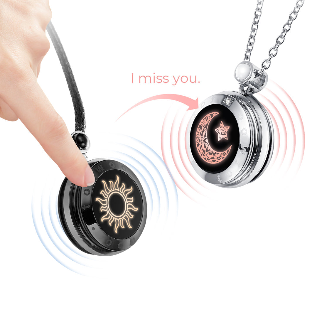 Couple Touch Necklaces with Natural Agate