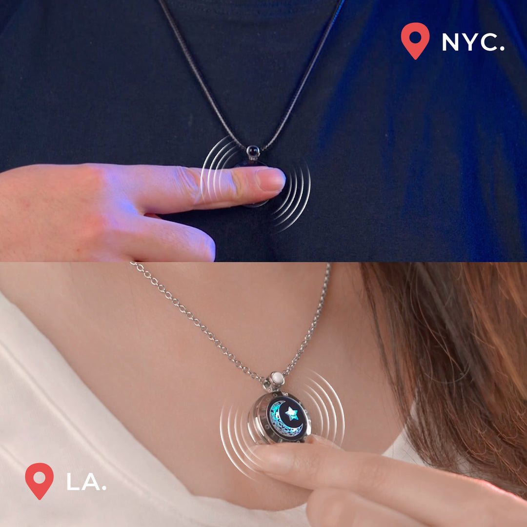 Couple Touch Necklaces with Natural Agate
