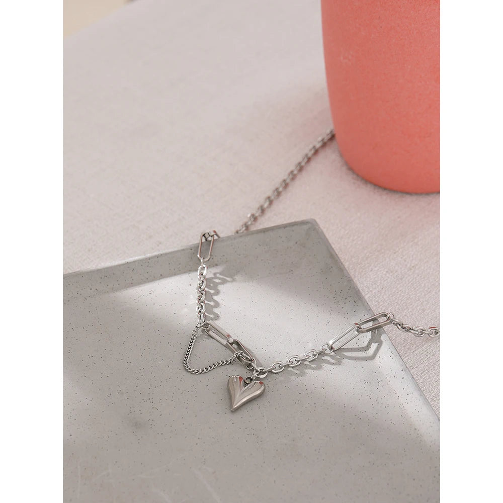 Romantic Heart Pendant Necklace - 18K Stainless Steel