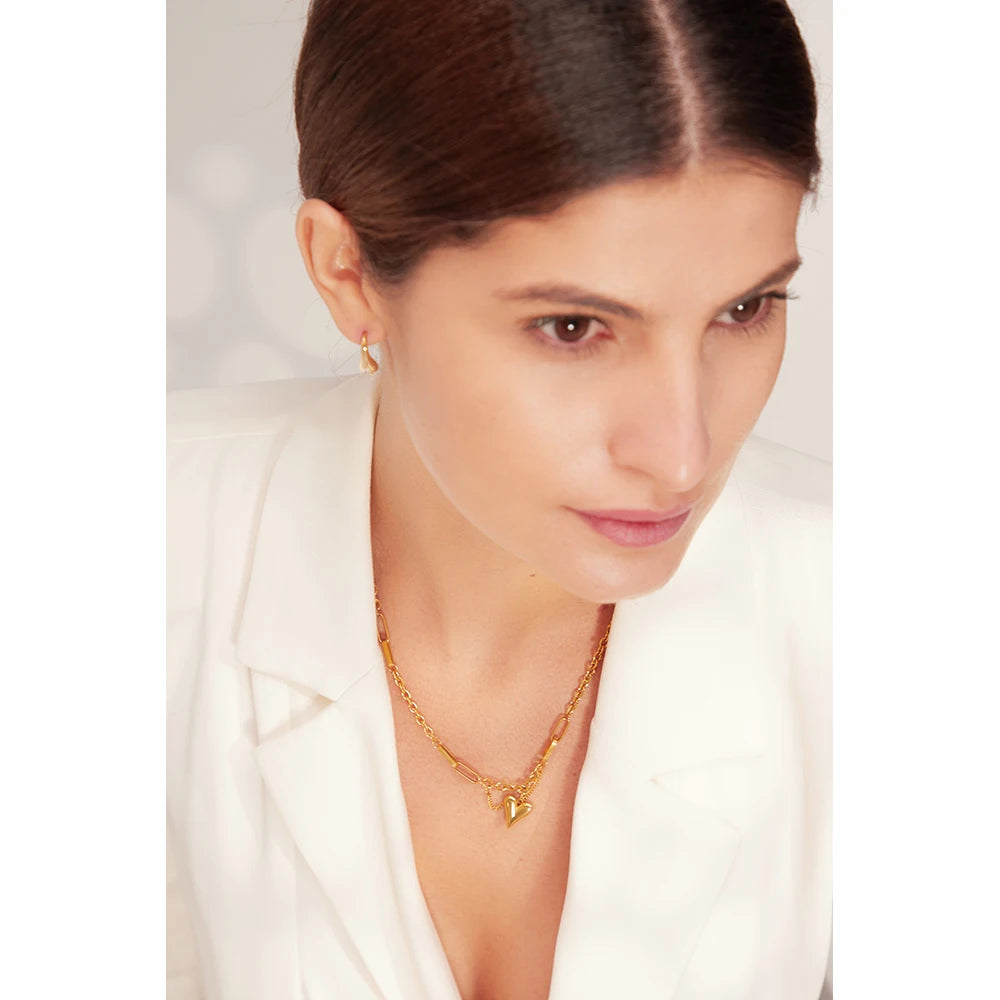 Romantic Heart Pendant Necklace - 18K Stainless Steel