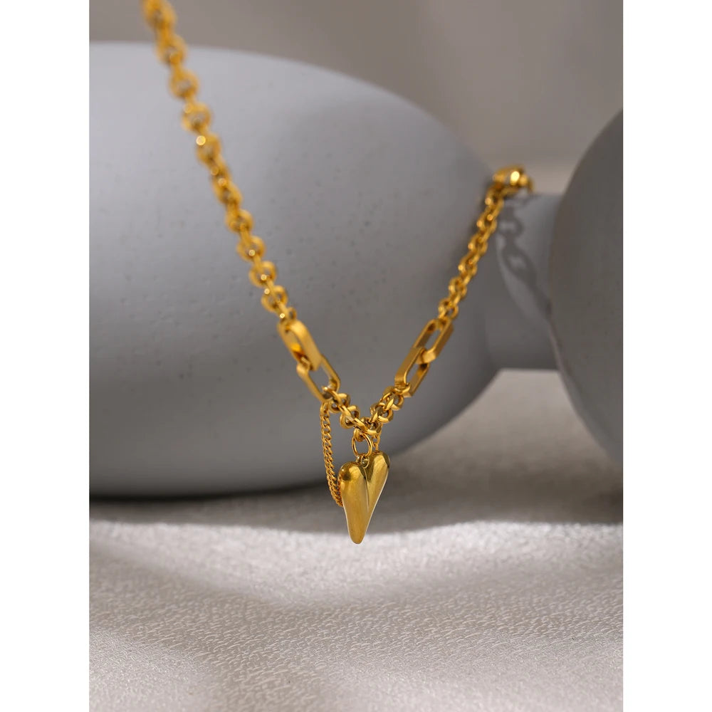 Romantic Heart Pendant Necklace - 18K Stainless Steel