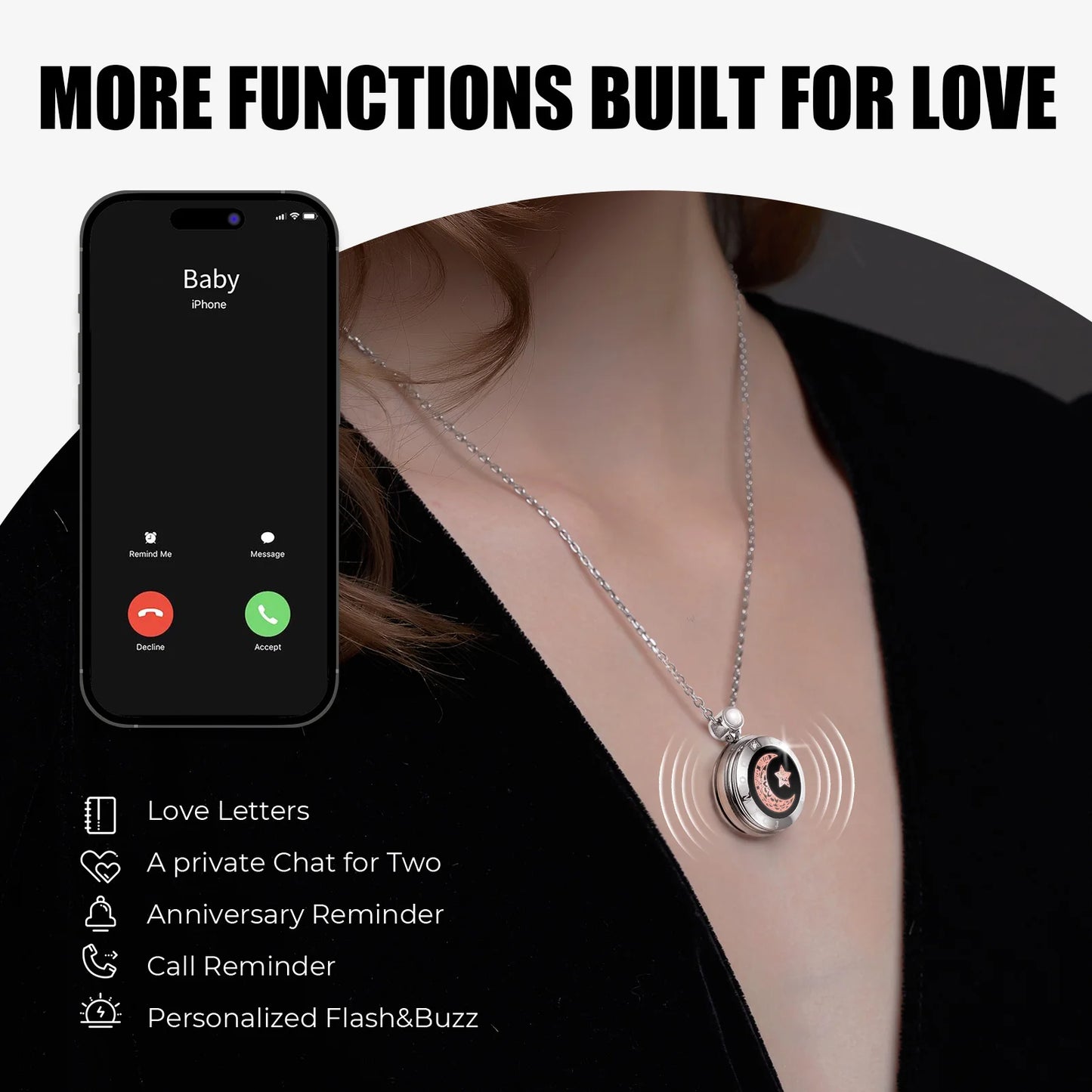 Couple Touch Necklaces with Natural Agate