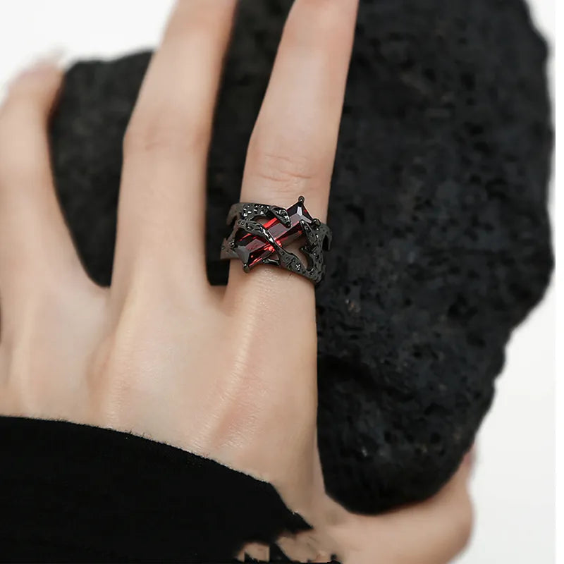 Edge of Desire: 2023 Punk Thorn & Rhinestone Ring