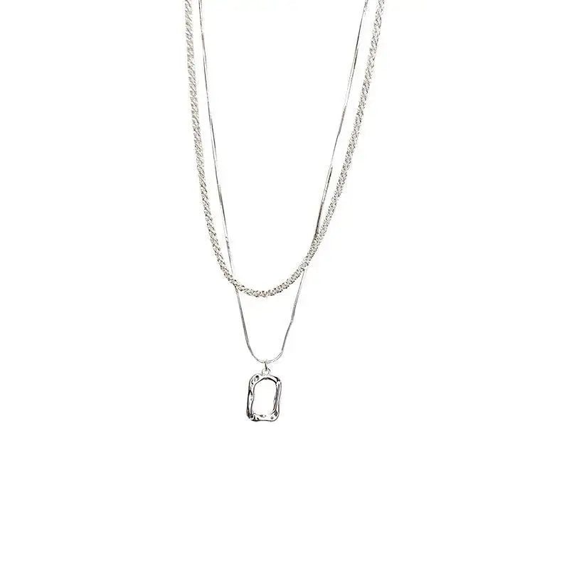 Sparkling Clavicle Chain Choker Necklace | Geometric Square Pendant for Women