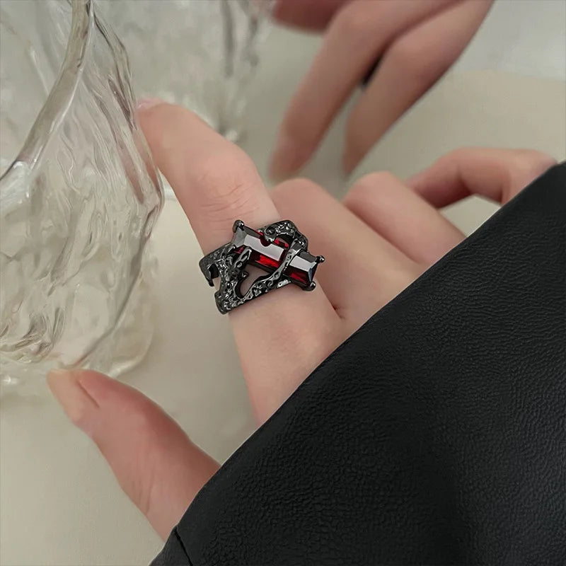 Edge of Desire: 2023 Punk Thorn & Rhinestone Ring