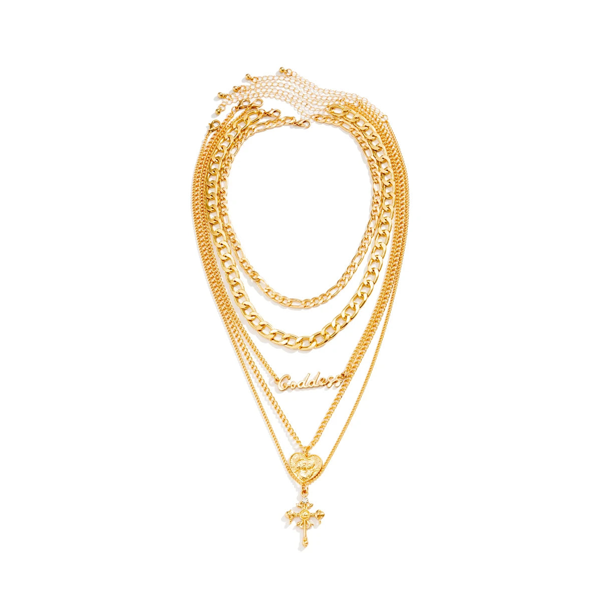 Retro Romance: 5-Piece Vintage Heart & Cross Choker Set
