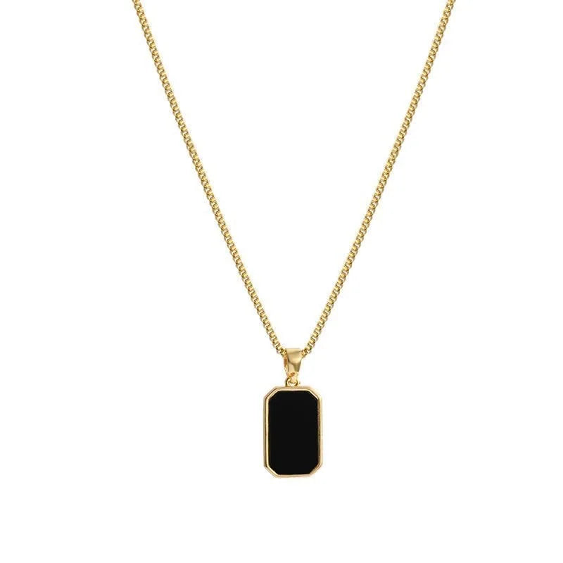 Fashion Square Necklace for Women - Black Geometric Pendant