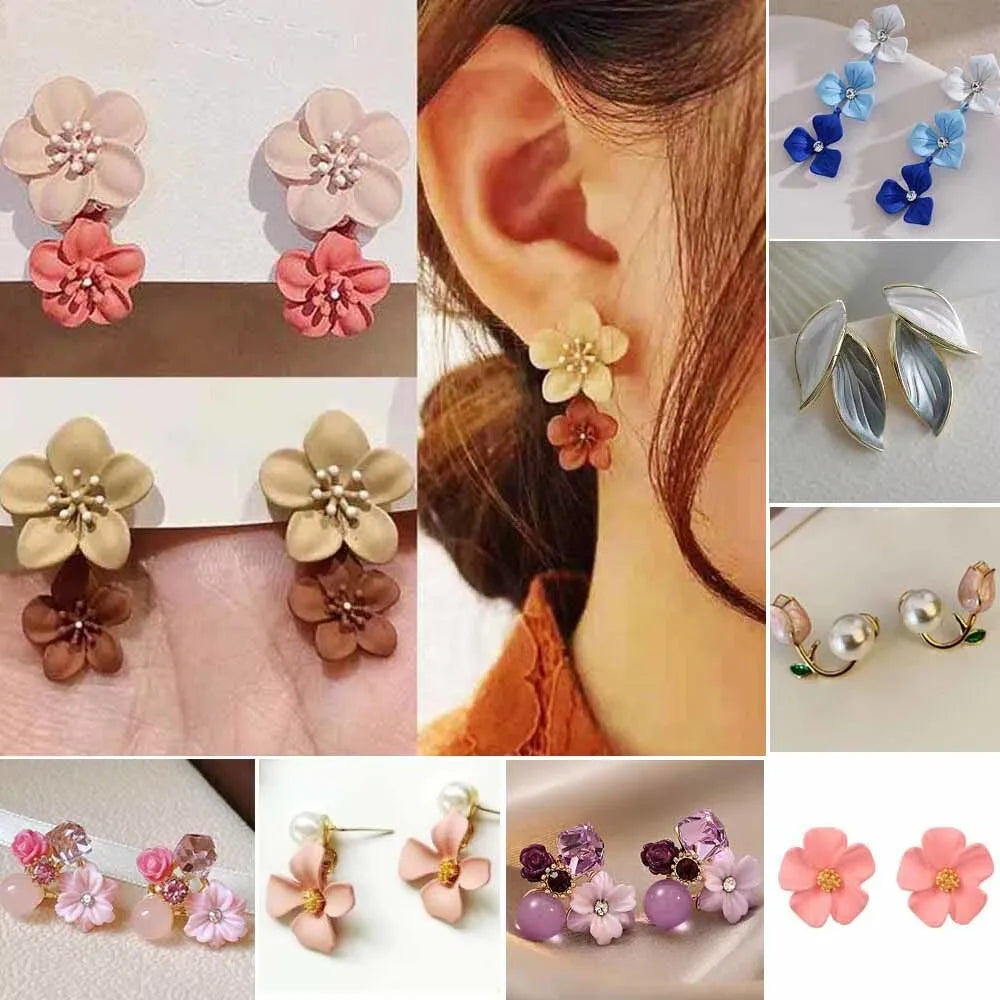 Chic Bloom: Vintage French Flower Drop Earrings