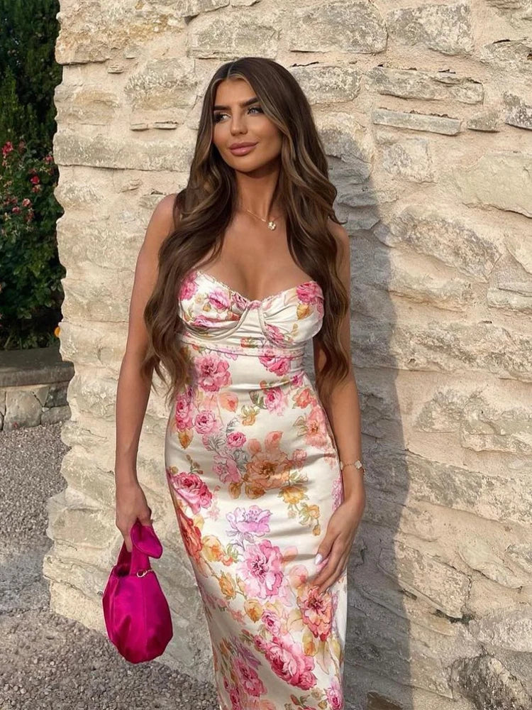 Suninheart Spaghetti Strap Floral Maxi Dress