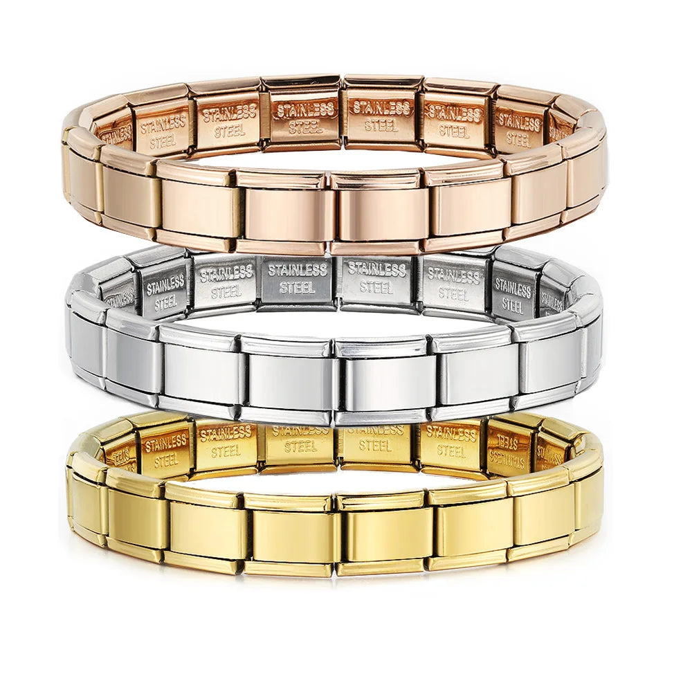 EleganzaLink: 9mm Stainless Steel Italian Charm Bracelet
