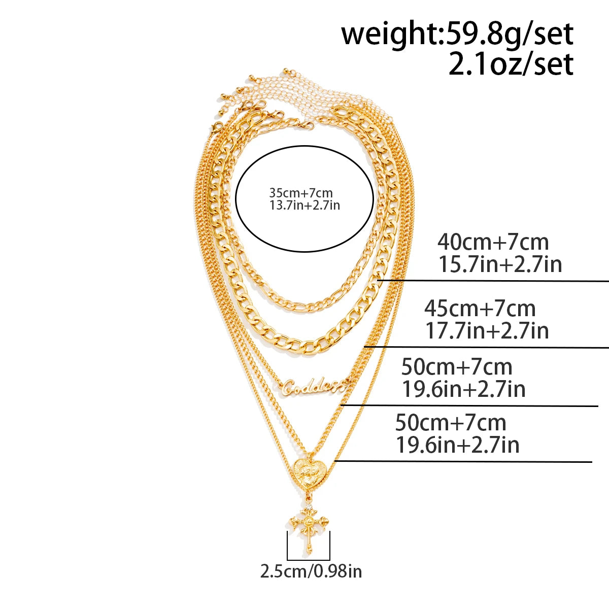 Retro Romance: 5-Piece Vintage Heart & Cross Choker Set