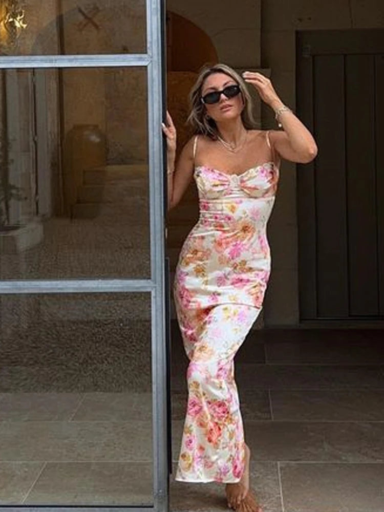 Suninheart Spaghetti Strap Floral Maxi Dress